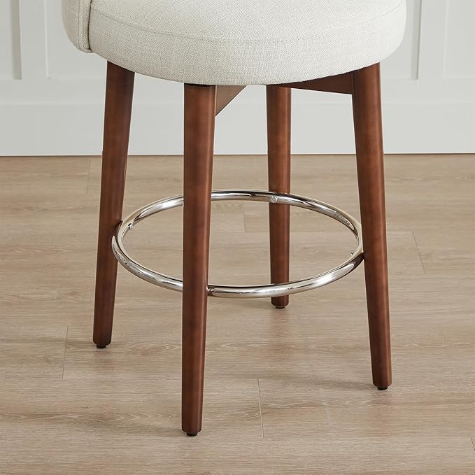 CHITA Counter Height Bar Stools Set of 2,Swivel Barstools for Kitchen Island,26.4" H Seat Height,Faux Leather,White