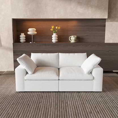 WJShome 78.72" Cloud Modular Sectional Sofa with Thick Cushion, Down Filled Wide LoveSofa Minimalist Sofa Couch,Deep Seat Couches for Living Room Sofa Sets(White, LoveSeat)