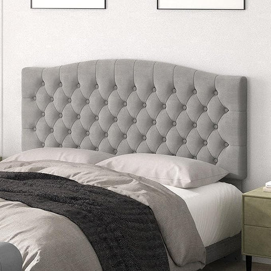 Queen Headboard Only, Upholstered Headboard for Adjustable Bed Velvet Tufted Queen/Full Size Wall Mounted Head Board with Solid Wood Legs Head Board, Gray