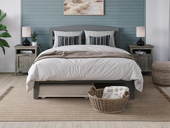 AFI, Warren Queen Platform Bed with Twin XL Trundle, Grey