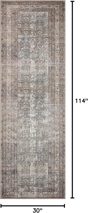 Loloi Amber Lewis Georgie Collection GER-10 Moss/Bark 2'-6" x 9'-6", .19" Pile Height, Runner Rug