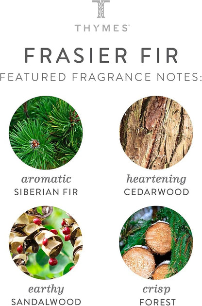 Thymes Frasier Fir Reed Diffuser Set – Includes Reeds, Fragrance Oil, and Frosted Glass Bottle – Fragrance Oil Diffuser – Room Fresheners – Luxury Home Decor – Green & Clear (Pine Needle, 4 fl oz)