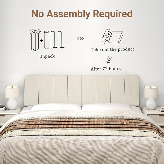 King Size Headboard Only-No Assembly, Upholstered Headboard King Size Linen Fabric Modern Style Headboards for Adjustable Bed Extra-Thick, Beige