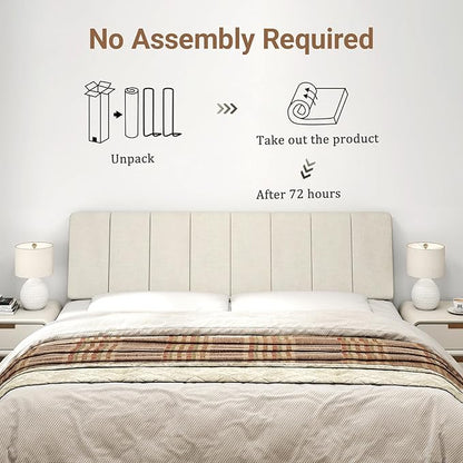 King Size Headboard Only-No Assembly, Upholstered Headboard King Size Linen Fabric Modern Style Headboards for Adjustable Bed Extra-Thick, Beige