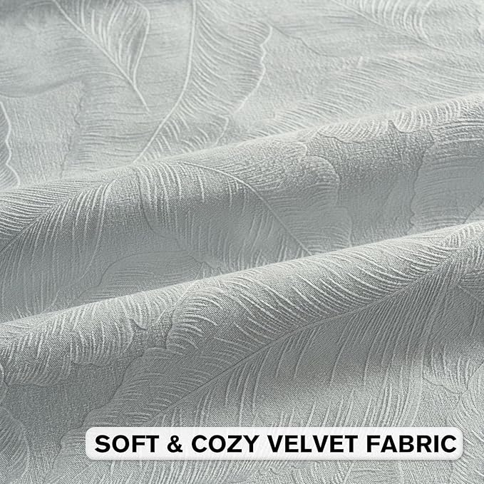 FUTEI Light Blue Velvet Throw Pillow Covers 16x16 Inch Set of 2,Soft Embossed Leaf-Relief Textured Cushion Cases,Natural Home Decor for Couch Living Room