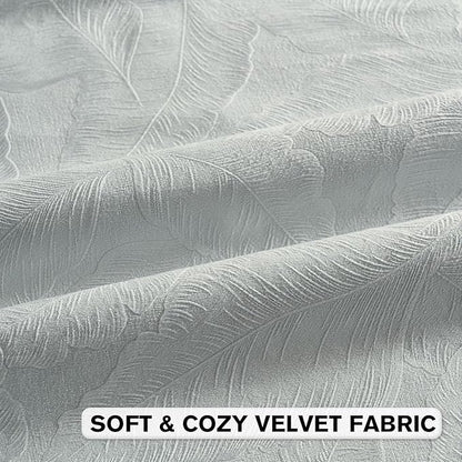 FUTEI Light Blue Velvet Throw Pillow Covers 12x20 Inch Set of 2,Soft Embossed Leaf-Relief Textured Lumbar Pillow Cases,Natural Home Decor for Couch Living Room