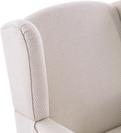 HUIMO Living Room Chair Upholstered High Back Armchair Retro Printed Wingback Chair in Linen for Bedroom & Study Comfy Accent Sofa Chair Reading Chair Holds 300lbs (Navy Blue) (1, Tan with Lines)