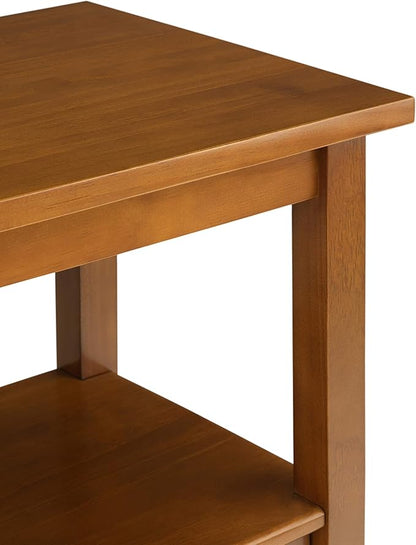 SIMPLIHOME Warm Shaker Wide Console Table - 60 Inch Wide Solid Wood Sofa Table in Light Golden Brown, Transitional Storage for Living Room with 4 Drawers, Open Shelf, and Brushed Nickel Knobs