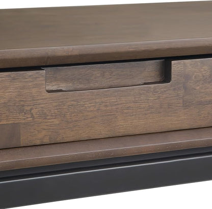 SIMPLIHOME Banting Desk - 72-Inch Wide Solid Hardwood and Metal Writing Desk in Walnut Brown, Modern Industrial Home Office Computer Table for Study with 2 Drawers and Flip-Down Keyboard Tray