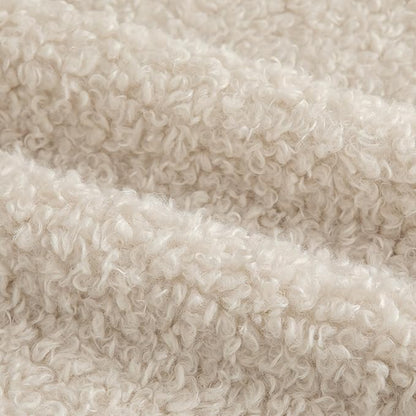 Pack of 2 Curly Teddy Wool Faux Fur Throw Pillow Covers Fuzzy Accent Soft Sherpa Pillowcases Sheepskin Fleece Decorative Cushion Case for Sofa Couch Living Room 12x20 Inch Neutral Light Beige