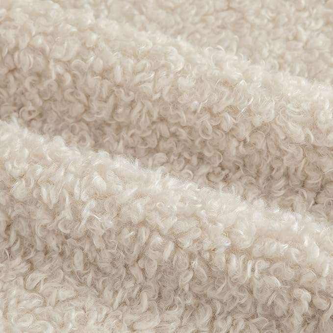 Pack of 2 Curly Teddy Wool Faux Fur Throw Pillow Covers Fuzzy Accent Soft Sherpa Pillowcases Sheepskin Fleece Decorative Cushion Case for Sofa Couch Living Room 22x22 Inch Neutral Light Beige