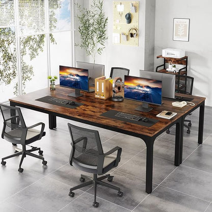 Tribesigns 78.7 Inches Extra Long Computer Desk 2 Person Desk, Double Long Desk, Workstaion for Home Office, Brown+Black