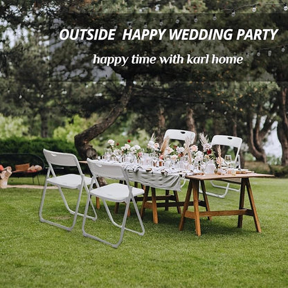 Karl home 6 Pcs Folding Chair, 300LBS Lightweight Foldable Plastic Chair, Reinforced Metal Frame Easy to Fold & Store for Indoor & Outdoor, Wedding, Party, Meeting Room, Patio and Garden, White