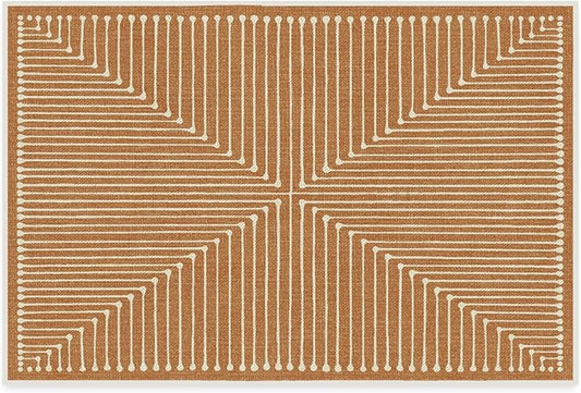 RUGGABLE x Jonathan Adler Machine Washable Modern Area Rug – Inkdrop Copper 2x3, Stain-Resistant, Non-Slip – Small Rugs for Living Room, Bedroom, Hallway, Entryway & Bathroom–with Standard Pad