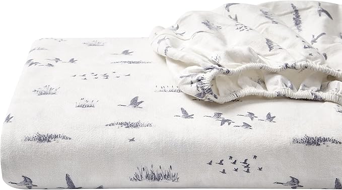Eddie Bauer - Flannel Sheets King Size, Anti-Pilling & Wrinkle Resistant Cotton, Touchably Soft for All-Season Comfort - Bed Sheets with Matching Pillowcases & Fitted Sheet (Geese Meadow Yellow)