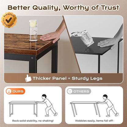 Huuger 48 x 24 inch Desk with Power Outlets & USB-C, Deeper & Thicker Desktop, Robust Metal Tubes, Computer Desk, Heavy Duty Office Desk, Work Gaming Desk for Home Office, Rustic Brown