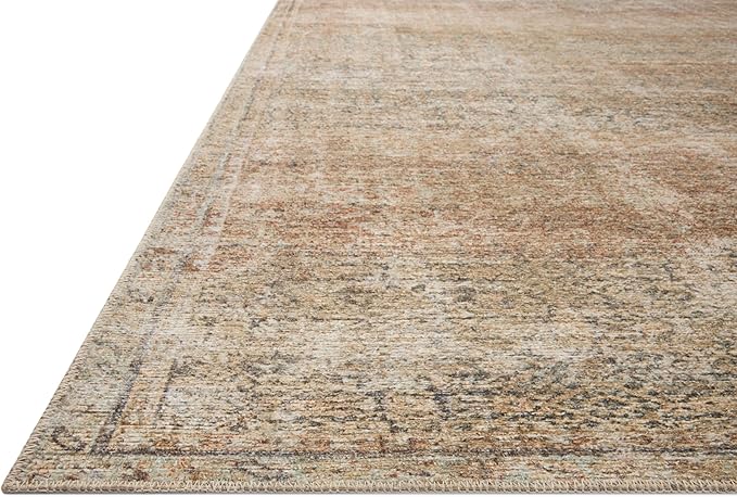 Loloi Amber Lewis Cambria Collection CBR-08 Ocean/Brick 7'-6" x 9'-6" Area Rug Jute, Neutral, Vintage Style, Antique Tone, Living, Bedroom, Dining, Carpet