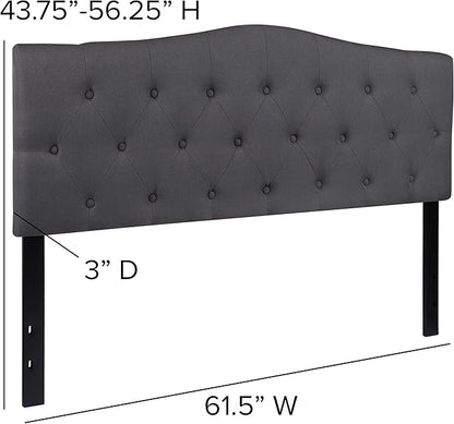 BizChair Arched Button Tufted Upholstered Queen Size Headboard in Dark Gray Fabric