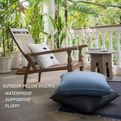 22 x 22 Outdoor Pillow Insert Pack of 4 Patio Furniture Pillows Cushion Waterproof Square Throw Pillow Inserts Decorative Couch Pillow Inserts White Sofa Sham Cushion Stuffer