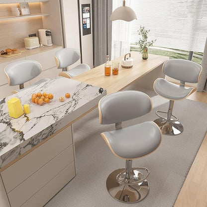 Bar Stools Modern Swivel Bar Chairs, Barstools Counter Height with Backrest for Bar, Kitchen, Dining Room Grey