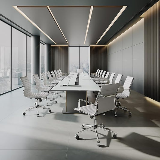 White Office Chair Ergonomic Swivel Desk Chair with Armrests Comfortable Heavy-Duty Chair for Office or Conference Table ，White 22.83in Seat