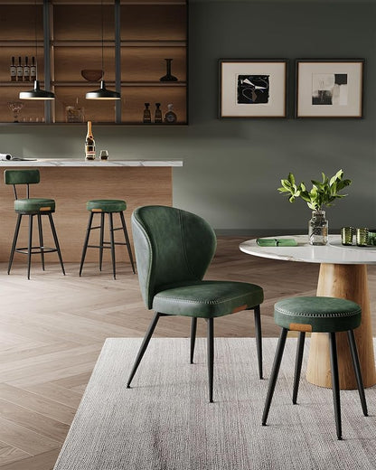VASAGLE EKHO Collection - Bar Stools Set of 2, Counter Height Bar Stools, Kitchen Counter Stools, Mid-Century Modern Backless Counter Stools, 24.8-Inch Tall, Kitchen Island Home Bar, Forest Green