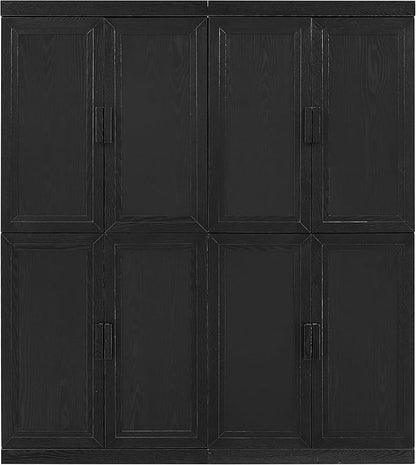 Crosley Furniture Essen 2-Piece Kitchen Pantry Storage Cabinet Set, Living Room, Bathroom, Entryway, Black