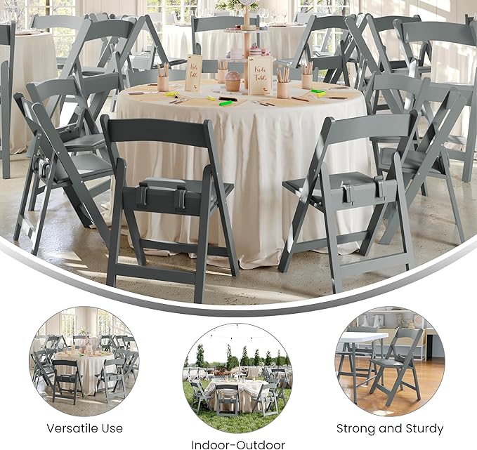 Flash Furniture Hercules Set of 2 Kids Gray Resin Folding Chairs with Gray Vinyl Padded Seats