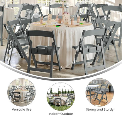 Flash Furniture Hercules Kids Gray Resin Folding Chair with Gray Vinyl Padded Seat