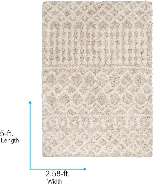 Livabliss Hapsburg Moroccan Shag Area Rug, 2'7" x 5', Beige