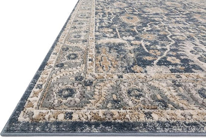 Loloi Teagan Collection TEA-03 Denim/Pebble 7'-11" x 10'-6" Area Rug, Large, Soft Neutral Rug, High-Traffic for Living Room, Bedroom, Home Office, Dining Area