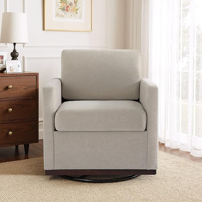 UIXE Swivel Accent Chair, Chenille Upholstered Armchair Comfy Club Chair for Living Room, Mid Century Modern Arm Chair Single Sofa Nook Bedroom Side Reading Seat - Beige