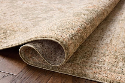 Loloi Chris Loves Julia Palma Collection PLM-08 Olive/Spice 5'-3" x 7'-6" Fringe Area Rug Vintage Style Boho Living Room Bedroom Carpet