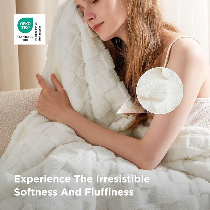 Bedsure GentleSoft Full Size Blankets for Bed White - Super Soft Cozy Fleece Blanket for Women Men Girls, Large Fuzzy Throws for Bedroom Decor, 84x90 Inches