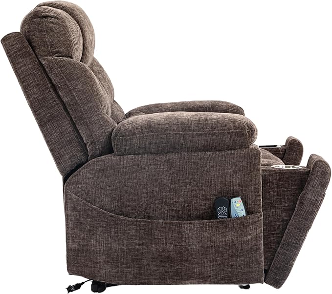 Power Lift Recliner for Elderly Adults, Dual Motor Lay Flat Lift Chair with Heat Massage, Cup Holder & Wireless Phone Charger, USB Type C Charging, Big Man Recliners 400 lbs