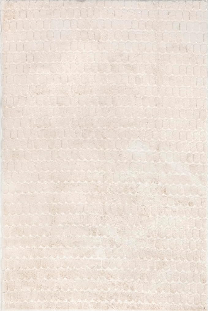 nuLOOM 3'9" x 6' Cozy Plush Area Rug, Machine Washable, Non-Slip, Soft Fluffy Shag Carpet for Living Room Bedroom Kids Room Nursery Home Decor, Nia Beige