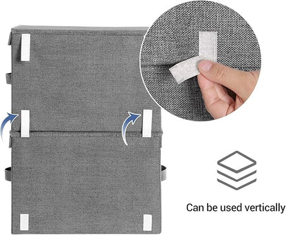 SONGMICS Stackable Storage Bins Set of 2, Storage Boxes with Lids and Front Windows, Non-Woven Fabric Closet Organizers with Magnetic Closures, Side Handles, Dark Gray URPLB02G