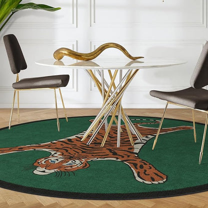 RUGGABLE x Jonathan Adler Machine Washable Modern Area Rug – Tiger Emerald 6 ft Round, Stain-Resistant, Non-Slip – Medium Rugs for Living Room, Bedroom, Hallway, Entryway & Office–with Cushioned Pad
