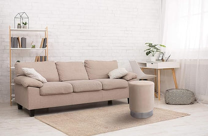 BIRDROCK HOME Round Ottoman Foot Stool – Soft Padded Modern Stool Design – Ideal for Living Room, Bedroom – Compact Footrest, Vanity Chair, Small Furniture – Foam Seating, Decorative Accent (Taupe)