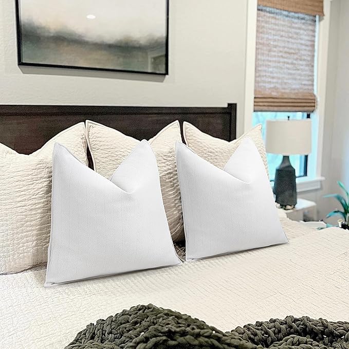 ZWJD Cream Pillow Covers 16x16 Set of 2 Chenille Throw Pillow Covers with Elegant Design Soft and Luxurious Decorative Throw Pillows for Couch, Bed, and Home Decor