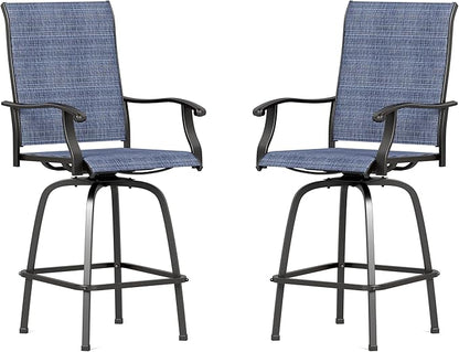 Sophia & William Patio Swivel Bar Stools Set of 2, Bar Height Patio Chairs, High Top Patio Chairs, Supports 300 lbs (Blue Fabric)