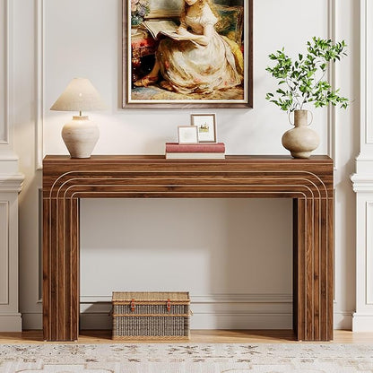 Tribesigns Farmhouse Console Table, 55-Inch Entryway Table with Heavy Duty Legs, Long Narrow Sofa Table Behind Couch, Wooden Accent Furniture for Hallway, Living Room, Entrance, Foyer (Walnut Brown)