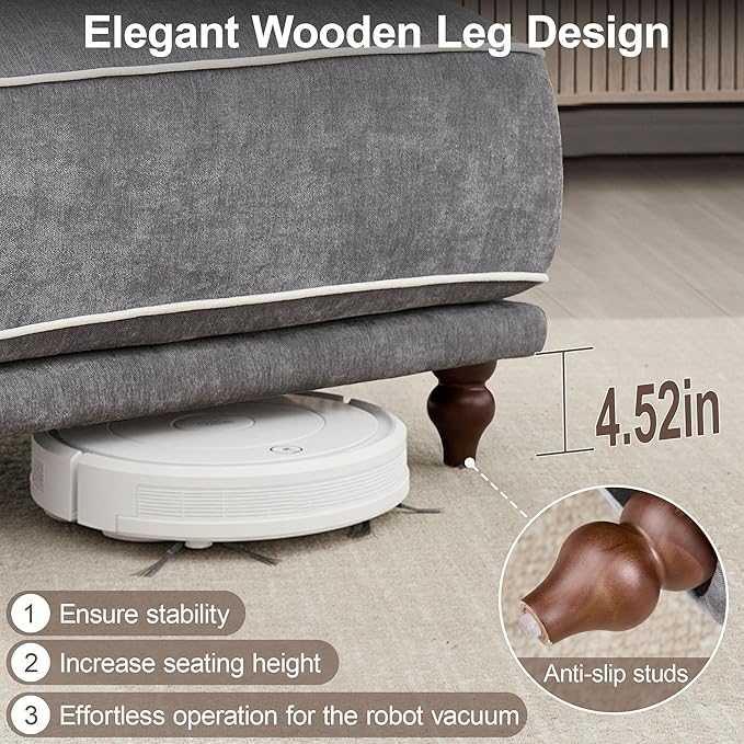 35" Square Ottoman for Modular Couch Sectional Sofa,Movable Footstool with Wooden Legs for Living Room Bedroom,Comfy Thicked Cushion Upholstered Foot Rest,Light Grey