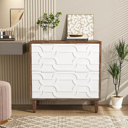 Tribesigns 2-Drawer File Cabinet, Lateral Filing Cabinet for A4/Letter/Legal Size, Office Storage Cabinet, Printer Stand with Storage Drawer for Home Office, White and Brown