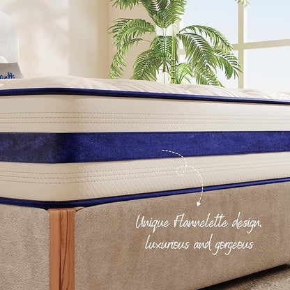 Vesgantti King Size Mattress,12 Inch Hybrid Innerspring Mattress in a Box with Memory Foam, Back Support & Pressure Relief, Medium Firm Feel for Adults (King Size)