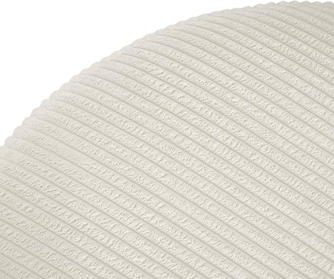 Christopher Knight Home GAVI 30" Ottoman Foot Stool, Corduroy Pouf Footstool Ottoman Seat, Upholstered Foot Chair, Round Footrest, Modern Side Table for Living Room Bedroom Home Decor, Beige