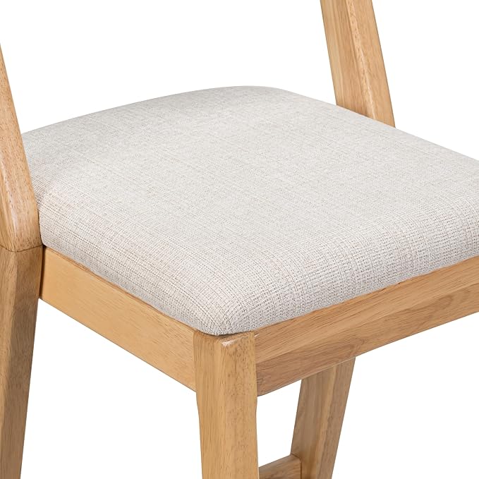 Christopher Knight Home Yone Counter Height Bar Stools Set of 2, Comfy Fabric Upholstered Bar Stool for Kitchen Island, Wooden Dining Room Chair, Barstools with Footrest/Backrest, Beige + Natural