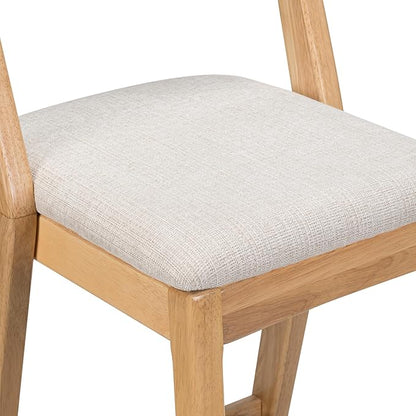 Christopher Knight Home Yone Counter Height Bar Stools Set of 2, Comfy Fabric Upholstered Bar Stool for Kitchen Island, Wooden Dining Room Chair, Barstools with Footrest/Backrest, Beige + Natural