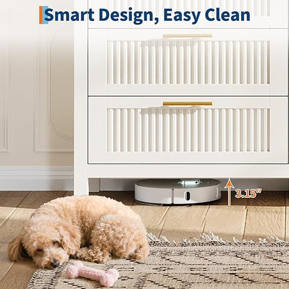GarveeHome Fluted 4 Drawers Dresser for Bedroom, 35.4 in Tall Chest of Dressers for Closet, 4 Fluted Drawers with Metal Handle, Large Clothes Storage Cabinet for Bedroom, Nursery, Living Room, White