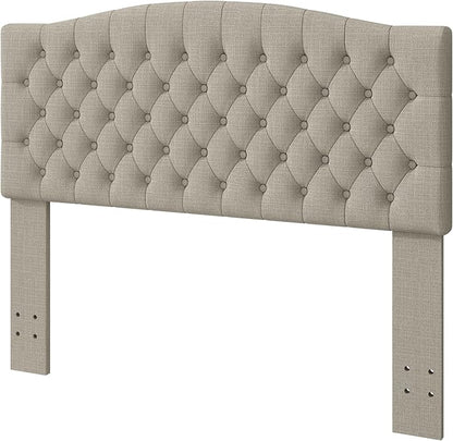Queen Headboard Only, Upholstered Headboard for Adjustable Bed Linen Tufted Queen/Full Size Wall Mounted Head Board with Solid Wood Legs Head Board, Linen